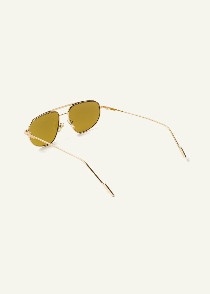 sybaria; sybaria sunglasses; BRERA sunglasses (GOLDEN); Aviator; luxury Aviator; premium unisex eyewear; ultralight polycarbonate eyewear; Golden UV400 lenses; high fashion eyewear; chromotherapy eyewear;