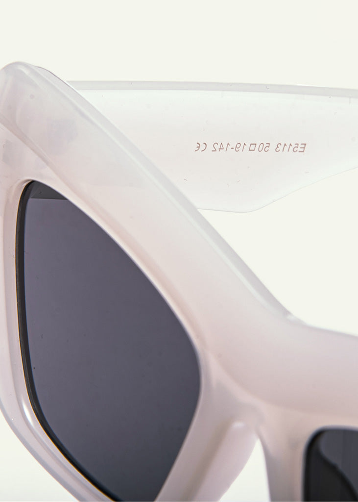 sybaria; sybaria sunglasses; CAPRI sunglasses (WHITE & SMOKE); Cat eye; Luxury cat eye; premium unisex eyewear; ultra-lightweight polycarbonate eyewear; Smoke UV400 lenses; high fashion eyewear; chromotherapy eyewear;