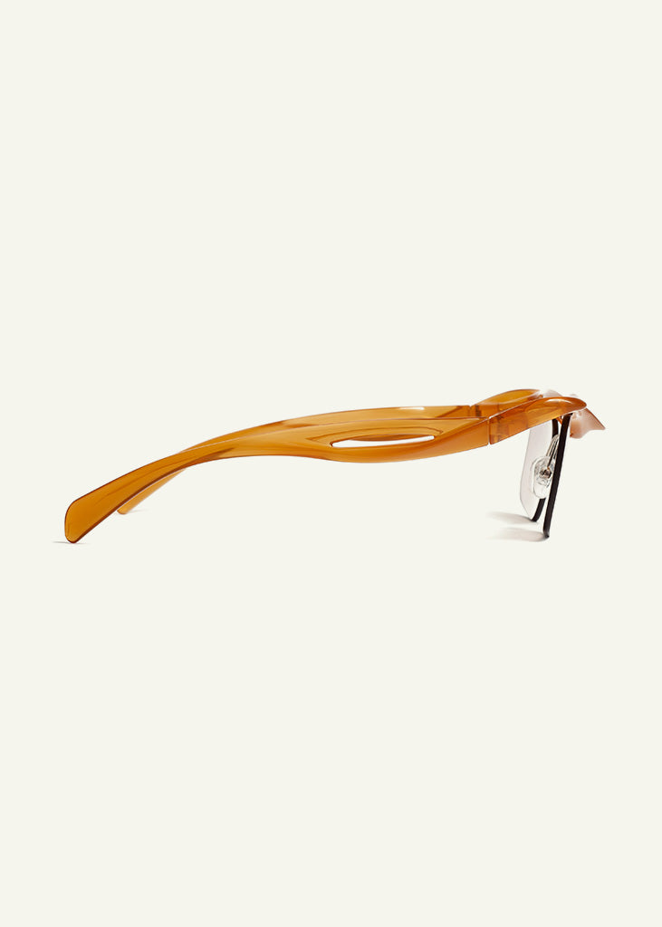 sybaria; sybaria sunglasses; CONCILIAZIONE SQUARE sunglasses (TANGERINE & HAZELNUT); Squared; Squared luxury; premium unisex eyewear; ultralight polycarbonate eyewear; Hazelnut UV400 lenses; high fashion eyewear; chromotherapy eyewear;