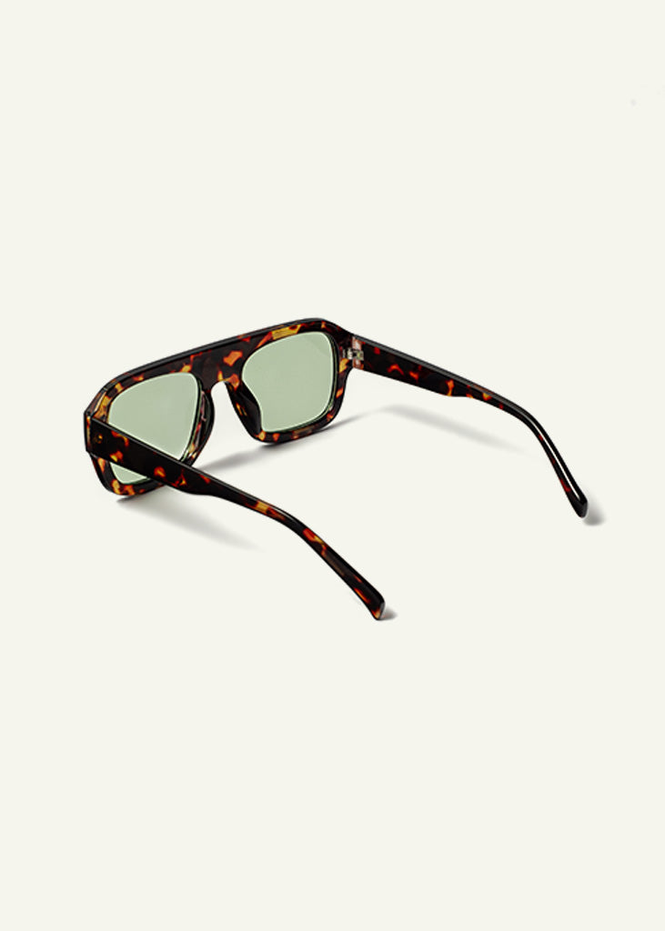 sybaria; sybaria sunglasses; CROCETTA sunglasses (HAVANA & GREEN); Squared; Squared luxury; premium unisex eyewear; ultralight polycarbonate eyewear; Green UV400 lenses; high fashion eyewear; chromotherapy eyewear;