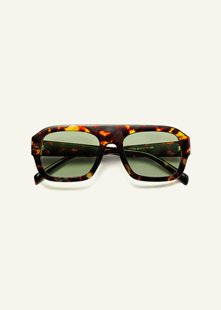 sybaria; sybaria sunglasses; CROCETTA sunglasses (HAVANA & GREEN); Squared; Squared luxury; premium unisex eyewear; ultralight polycarbonate eyewear; Green UV400 lenses; high fashion eyewear; chromotherapy eyewear;