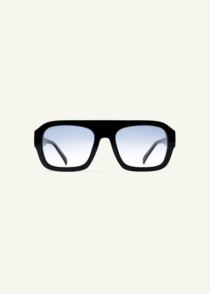 sybaria; sybaria sunglasses; CROCETTA sunglasses (BLACK & BLUE); Squared; Squared luxury; premium unisex eyewear; ultralight polycarbonate eyewear; Blue UV400 lenses; high fashion eyewear; chromotherapy eyewear;