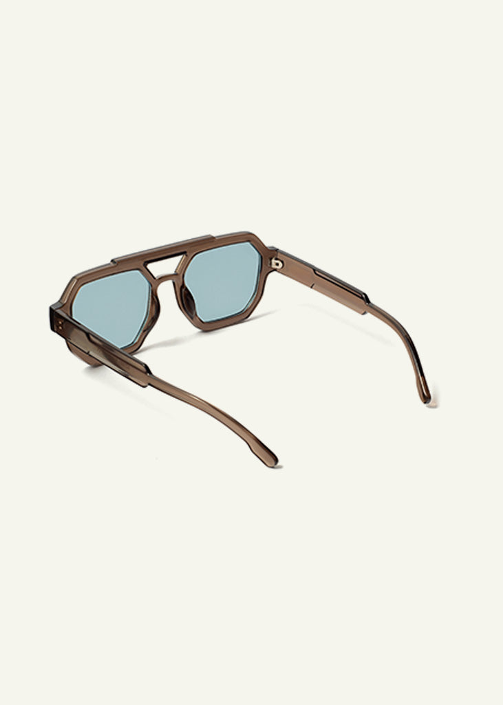 sybaria; sybaria sunglasses; LUGANO sunglasses (GRAY & LIGHTBLUE); Aviator Geometric; Aviator Geometric luxury; premium unisex eyewear; ultralight polycarbonate eyewear; Lightblue UV400 lenses; high fashion eyewear; chromotherapy eyewear;