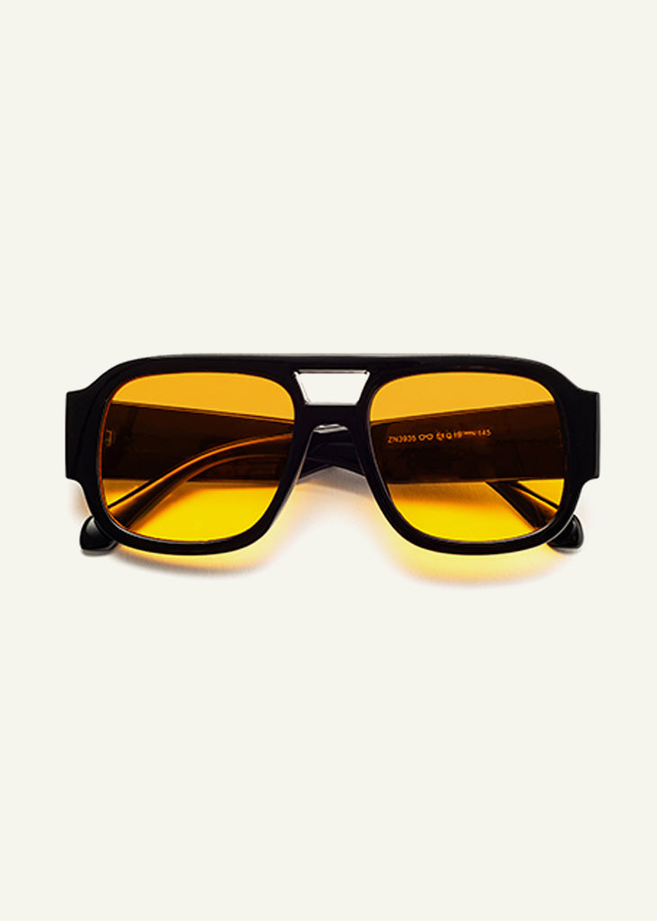 sybaria; sybaria sunglasses; MONTENAPOLEONE sunglasses (BLACK & MANGO); Aviator; luxury Aviator; premium unisex eyewear; ultra-lightweight polycarbonate eyewear; Mango UV400 lenses; high fashion eyewear; chromotherapy eyewear;