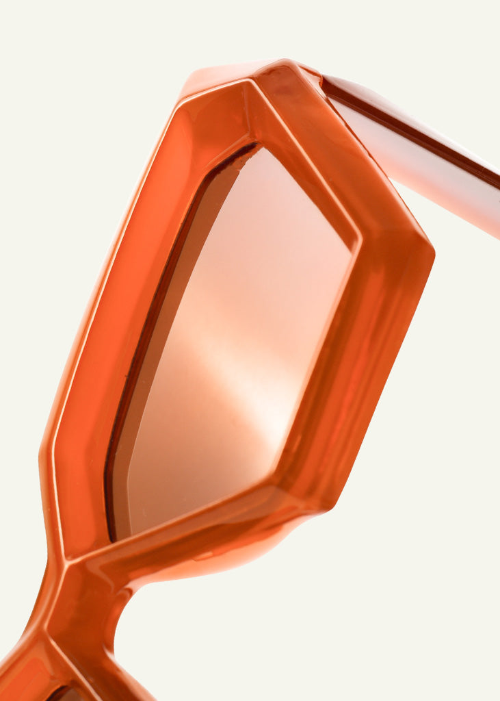sybaria; sybaria sunglasses; POSITANO sunglasses (TANGERINE & MOCHA); Geometric & Cat Eye; Luxury Geometric & Cat Eye; Premium unisex glasses; Ultralight polycarbonate glasses; Anti-Blue UV400 lenses; High fashion glasses; chromotherapy eyewear;