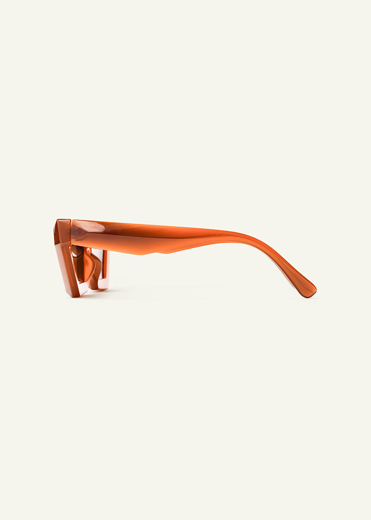 sybaria; sybaria sunglasses; POSITANO sunglasses (TANGERINE & MOCHA); Geometric & Cat Eye; Luxury Geometric & Cat Eye; Premium unisex glasses; Ultralight polycarbonate glasses; Anti-Blue UV400 lenses; High fashion glasses; chromotherapy eyewear;