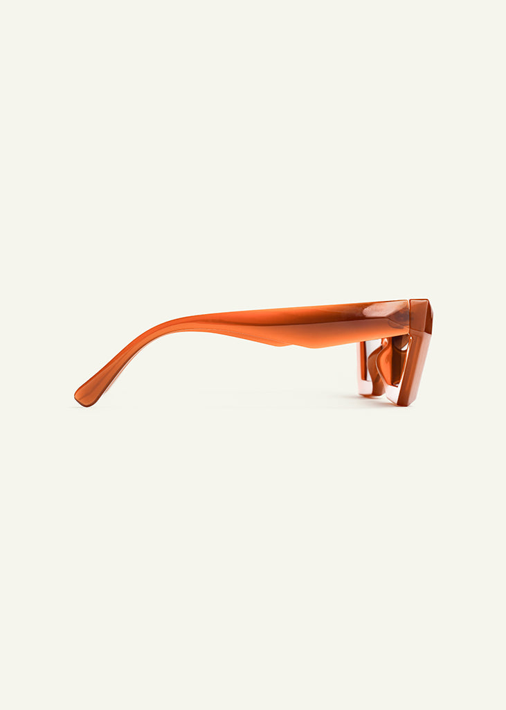 sybaria; sybaria sunglasses; POSITANO sunglasses (TANGERINE & MOCHA); Geometric & Cat Eye; Luxury Geometric & Cat Eye; Premium unisex glasses; Ultralight polycarbonate glasses; Anti-Blue UV400 lenses; High fashion glasses; chromotherapy eyewear;