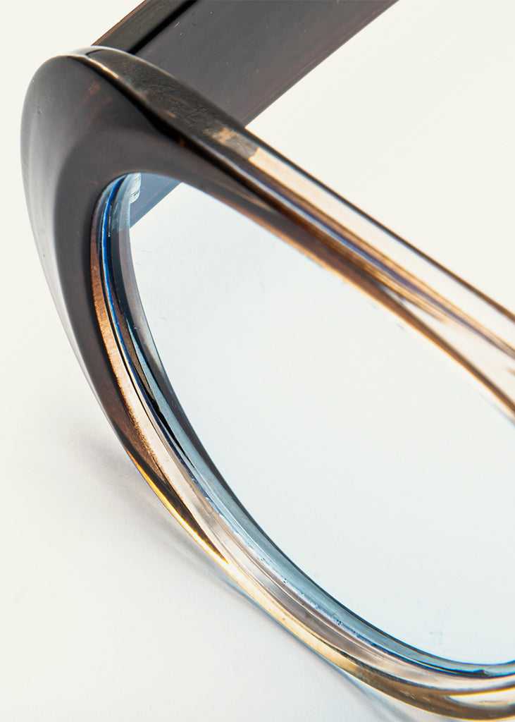 sybaria; sybaria sunglasses; SOLFERINO sunglasses (BROWN & LIGHT BLUE); Rounded & Aviator; Rounded & Aviator luxury; premium unisex glasses; ultra-light polycarbonate glasses; light blue UV400 lenses; high-fashion glasses; chromotherapy eyewear;