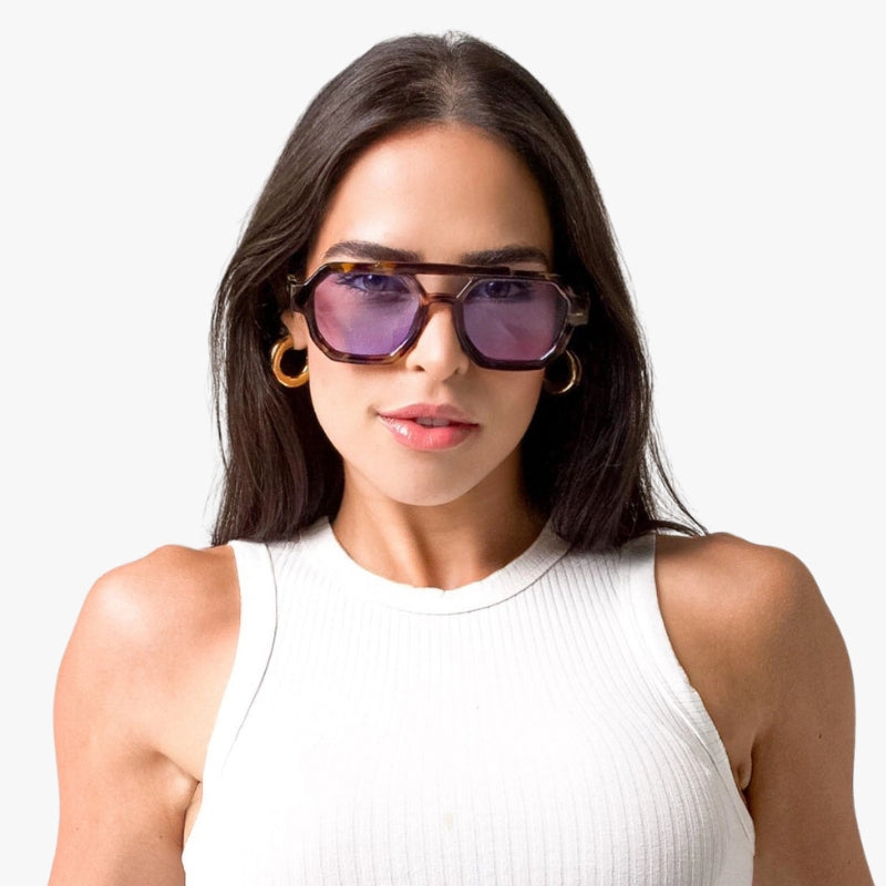 sybaria; sybaria sunglasses; LUGANO sunglasses (HAVANA & LAVENDER); Aviator Geometric; Aviator Geometric luxury; premium unisex eyewear; ultralight polycarbonate eyewear; Lavender UV400 lenses; high fashion eyewear; chromotherapy eyewear;
