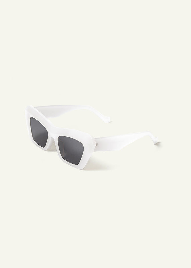 sybaria; sybaria sunglasses; CAPRI sunglasses (WHITE & SMOKE); Cat eye; Luxury cat eye; premium unisex eyewear; ultra-lightweight polycarbonate eyewear; Smoke UV400 lenses; high fashion eyewear; chromotherapy eyewear;