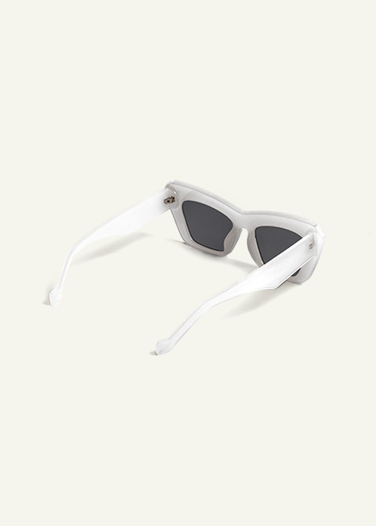 sybaria; sybaria sunglasses; CAPRI sunglasses (WHITE & SMOKE); Cat eye; Luxury cat eye; premium unisex eyewear; ultra-lightweight polycarbonate eyewear; Smoke UV400 lenses; high fashion eyewear; chromotherapy eyewear;