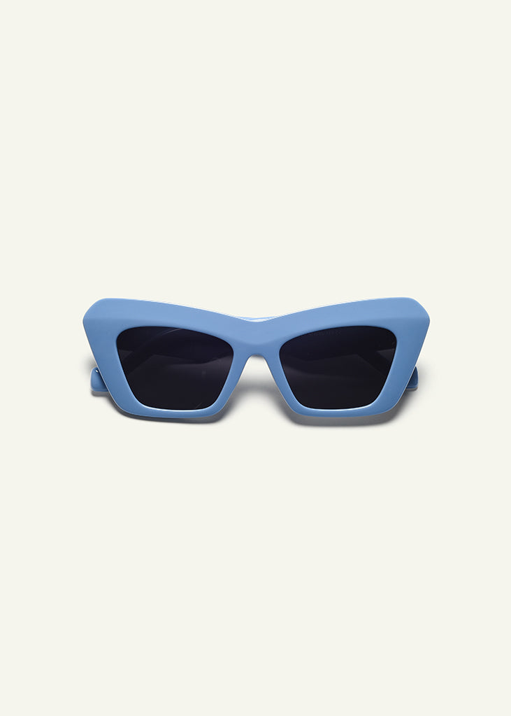 sybaria; sybaria sunglasses; CAPRI sunglasses (SKYBLUE & BLACK); Cat eye; Luxury cat eye; premium unisex eyewear; ultra-lightweight polycarbonate eyewear; black UV400 lenses; high fashion eyewear; chromotherapy eyewear;