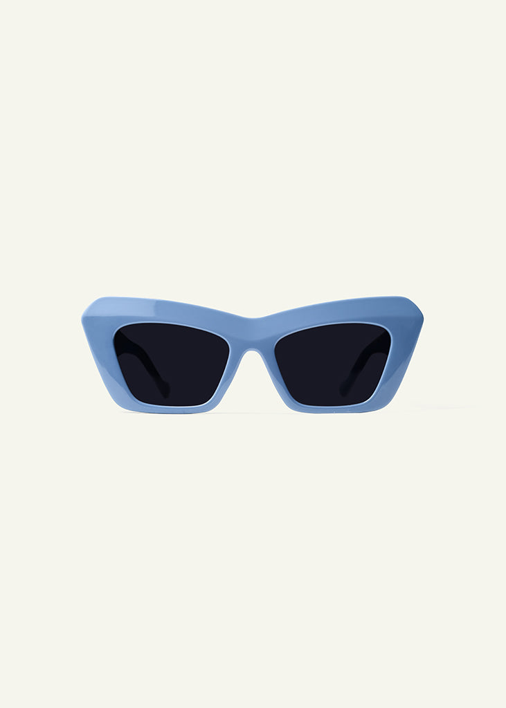 sybaria; sybaria sunglasses; CAPRI sunglasses (SKYBLUE & BLACK); Cat eye; Luxury cat eye; premium unisex eyewear; ultra-lightweight polycarbonate eyewear; black UV400 lenses; high fashion eyewear; chromotherapy eyewear;