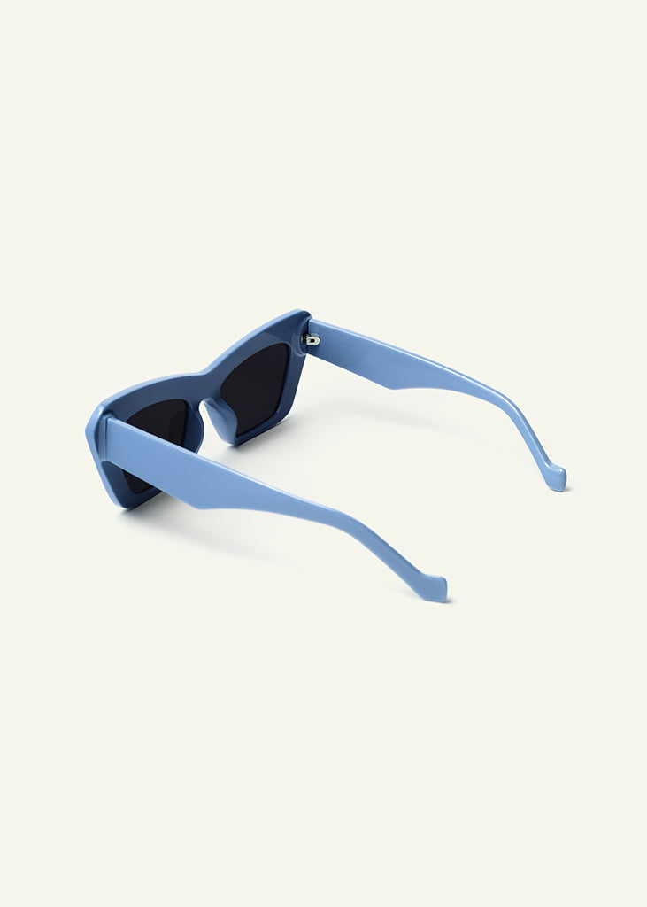 sybaria; sybaria sunglasses; CAPRI sunglasses (SKYBLUE & BLACK); Cat eye; Luxury cat eye; premium unisex eyewear; ultra-lightweight polycarbonate eyewear; black UV400 lenses; high fashion eyewear; chromotherapy eyewear;