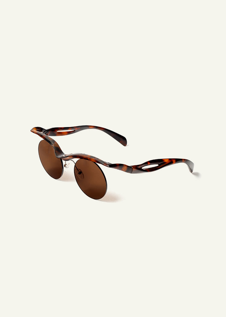 sybaria; sybaria sunglasses; CONCILIAZIONE ROUND sunglasses (HAVANA & MOCHA); Rounded; Rounded luxury; premium unisex eyewear; ultralight polycarbonate eyewear; Toffee UV400 lenses; high fashion eyewear; chromotherapy eyewear;