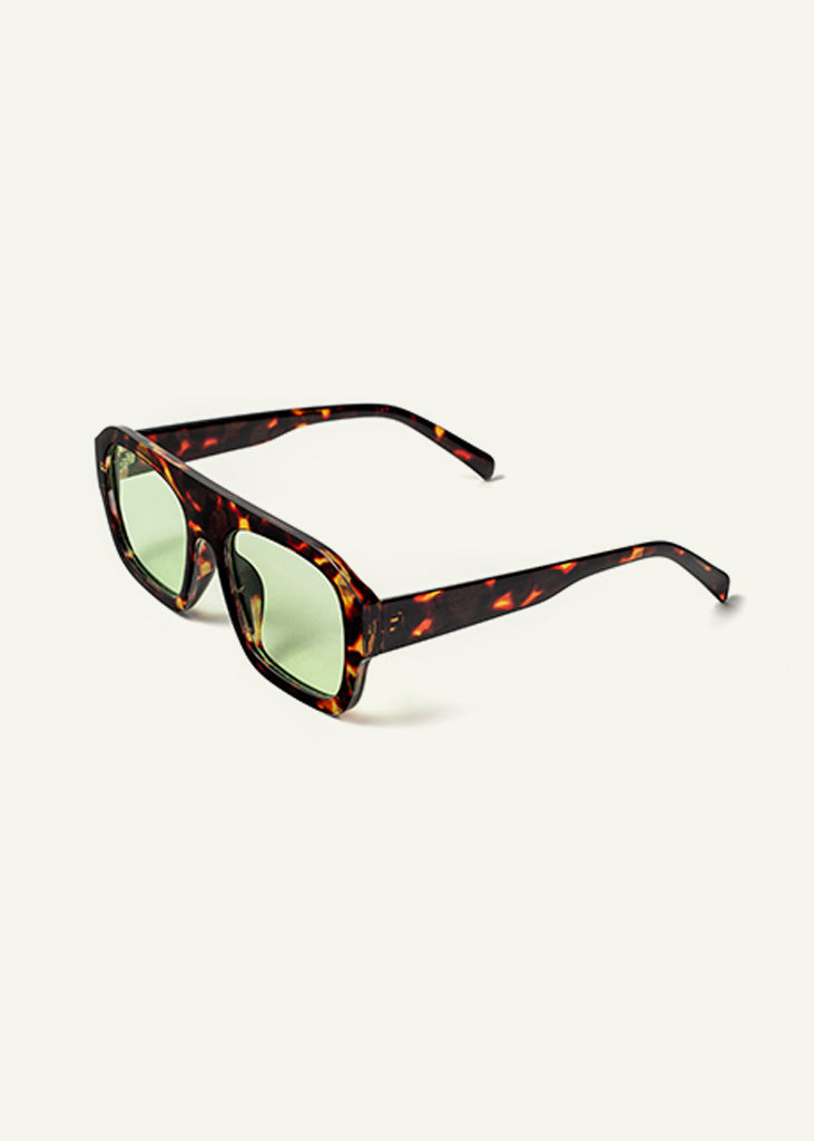 sybaria; sybaria sunglasses; CROCETTA sunglasses (HAVANA & GREEN); Squared; Squared luxury; premium unisex eyewear; ultralight polycarbonate eyewear; Green UV400 lenses; high fashion eyewear; chromotherapy eyewear;