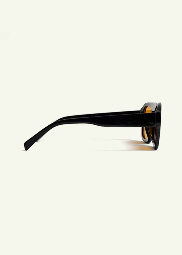sybaria; sybaria sunglasses; CROCETTA sunglasses (BLACK & TANGERINE); Squared; Squared luxury; premium unisex eyewear; ultralight polycarbonate eyewear; Tangerine UV400 lenses; high fashion eyewear; chromotherapy eyewear;