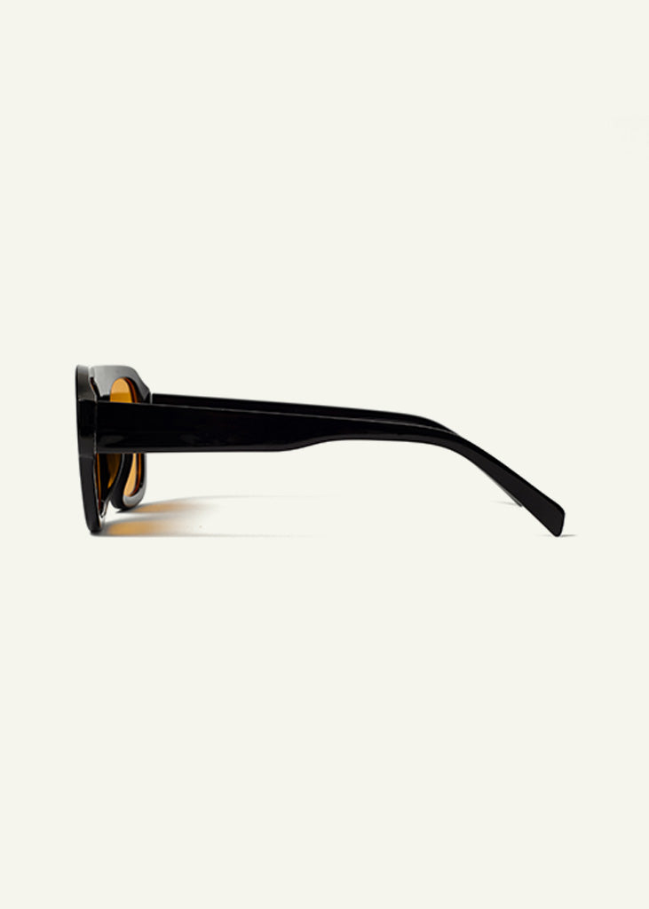 sybaria; sybaria sunglasses; CROCETTA sunglasses (BLACK & TANGERINE); Squared; Squared luxury; premium unisex eyewear; ultralight polycarbonate eyewear; Tangerine UV400 lenses; high fashion eyewear; chromotherapy eyewear;