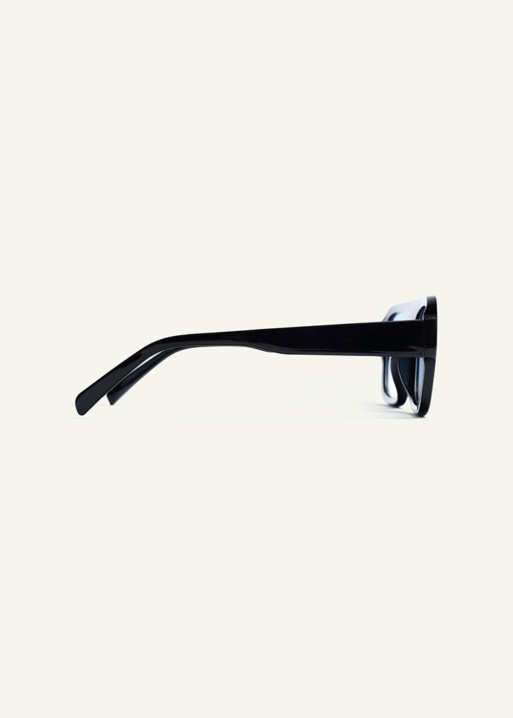 sybaria; sybaria sunglasses; CROCETTA sunglasses (BLACK & BLUE); Squared; Squared luxury; premium unisex eyewear; ultralight polycarbonate eyewear; Blue UV400 lenses; high fashion eyewear; chromotherapy eyewear;