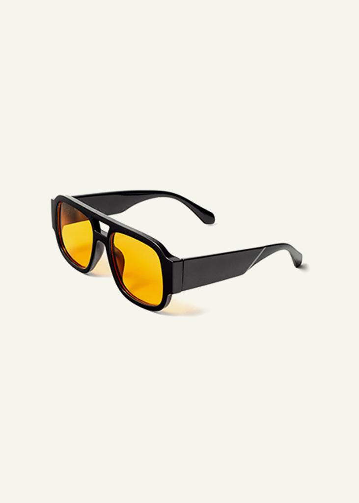 sybaria; sybaria sunglasses; MONTENAPOLEONE sunglasses (BLACK & MANGO); Aviator; luxury Aviator; premium unisex eyewear; ultra-lightweight polycarbonate eyewear; Mango UV400 lenses; high fashion eyewear; chromotherapy eyewear;